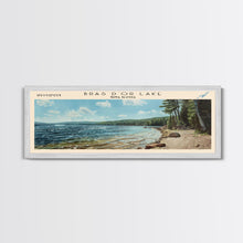 Load image into Gallery viewer, Bras d'Or Lake Framed Canvas Print, Panoramic Lake House Decor, Wall Art, Travel Poster, Rustic Lake Painting, Home Decor