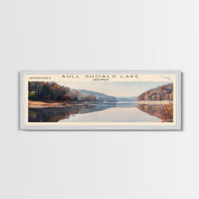 Carregar imagem no visualizador da galeria, Bull Shoals Lake Arkansas Framed Canvas Print, Lake House Art, Panoramic Wall Art, Travel Poster, Rustic Lake Painting, Home Decor