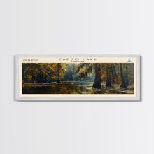 Carregar imagem no visualizador da galeria, Caddo Lake Louisiana Framed Canvas Print, Lake House Decor, Panoramic Wall Art, Travel Poster, Rustic Lake Painting, Nature Art