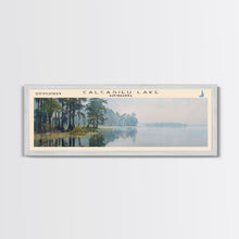 Carregar imagem no visualizador da galeria, Calcasieu Lake Framed Canvas Print, Lake House Art, Panoramic Wall Art, Travel Poster, Minimalist Lake Painting, Home Decor