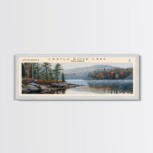 Cargar imagen en el visor de la galería, Castle Rock Lake Wisconsin Framed Canvas Print, Lake House Art, Panoramic Wall Art, Travel Poster, Modern Lake Painting, Home Decor