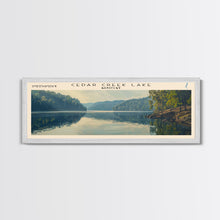 Cargar imagen en el visor de la galería, Cedar Creek Lake Kentucky Framed Canvas Print, Panoramic Lake House Decor, Wide Wall Art, Travel Poster, Rustic Lake Painting, Nature Art