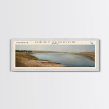 Cargar imagen en el visor de la galería, Cheney Reservoir Kansas Framed Canvas Print, Panoramic Lake House Decor, Wide Wall Art, Travel Poster, Rustic Lake Painting, Home Decor