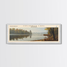 Cargar imagen en el visor de la galería, Columbus Lake Mississippi Framed Canvas Print, Panoramic Lake House Decor, Wide Wall Art, Travel Poster, Rustic Lake Painting, Nature Art