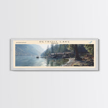 Load image into Gallery viewer, Detroit Lake Oregon Framed Canvas Print, Lake House Decor, Panoramic Wall Art, Travel Poster, Rustic Lake Painting, Nature Art