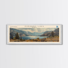 Load image into Gallery viewer, Dubawnt Lake Panoramic Framed Canvas Print, Lake House Decor, Wall Art, Travel Poster, Modern Lake Painting, Nature Art