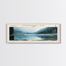 Load image into Gallery viewer, Emaiksoun Lake Framed Canvas Print, Lake House Art, Panoramic Wall Art, Travel Poster, Modern Lake Painting, Home Decor