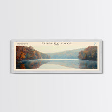 Cargar imagen en el visor de la galería, Findley Lake Ohio Framed Canvas Print, Lake House Art, Panoramic Travel Poster, Wall Art, Vibrant Lake Painting, Home Decor