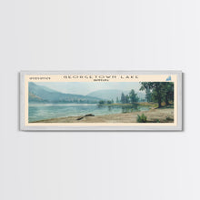 Carregar imagem no visualizador da galeria, Georgetown Lake Montana Framed Canvas Print, Lake House Art, Panoramic Wall Art, Travel Poster, Scenic Lake Painting, Home Decor