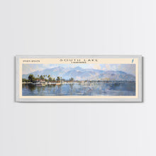 Load image into Gallery viewer, South Lake California Panoramic Framed Canvas Print, Lake House Decor, Wall Art, Travel Poster, Serene Landscape, Modern Art