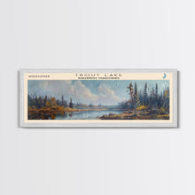 Load image into Gallery viewer, Trout Lake Canada Northwest Territories Panoramic Wall Art, Framed Canvas Print, Lake House Decor, Travel Poster, Beautiful Lake Scene, Home Decor