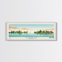 Load image into Gallery viewer, Allequash Lake Wisconsin Framed Canvas Print, Panoramic Wall Art, Midcentury Modern, Pop Art, Travel Poster, Living Room Decor