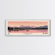 Load image into Gallery viewer, American Lake Colorado Framed Canvas Print, Panoramic Travel Poster, Pop Art, Midcentury Modern Wall Art, Scenic Bedroom Art