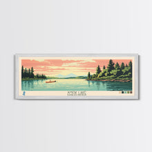 Load image into Gallery viewer, Amisk Lake Saskatchewan Framed Canvas Print, Panoramic Wall Art, Midcentury Modern, Pop Art, Travel Poster, Scenic Living Room Art