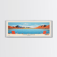 Load image into Gallery viewer, Amistad Reservoir Texas Framed Canvas Print, Panoramic Travel Poster, Midcentury Modern Wall Art, Pop Art, Nature Bedroom Decor