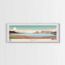 Load image into Gallery viewer, Angel Lake Nevada Framed Canvas Print, Panoramic Wall Art, Midcentury Modern, Pop Art, Travel Poster, Scenic Lake House Art