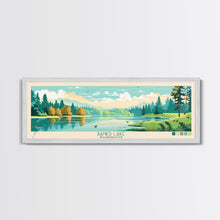 Load image into Gallery viewer, Banks Lake Washington Framed Canvas Print, Panoramic Wall Art, Midcentury Modern, Pop Art, Travel Poster, Scenic Lake House Art