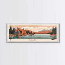 Load image into Gallery viewer, Bear Lake Utah Idaho Framed Canvas Print, Panoramic Travel Poster, Midcentury Modern Wall Art, Pop Art, Nature Living Room Art, Lake House Decor