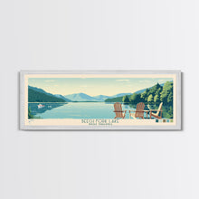Load image into Gallery viewer, Beech Fork Lake West Virginia Framed Canvas Print, Panoramic Wall Art, Midcentury Modern, Pop Art, Travel Poster, Scenic Lake House Decor, Bedroom Art