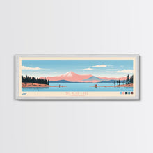 Load image into Gallery viewer, Big Bear Lake California Framed Canvas Print, Panoramic Wall Art, Midcentury Modern, Pop Art, Travel Poster, Scenic Bedroom Art, Living Room Decor