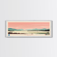 Load image into Gallery viewer, Big Glen Lake Michigan Framed Canvas Print, Panoramic Wall Art, Midcentury Modern, Pop Art, Travel Poster, Scenic Living Room Decor, Bedroom Art