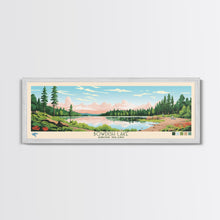 Load image into Gallery viewer, Bowdish Lake Rhode Island Framed Canvas Print, Panoramic Travel Poster, Midcentury Modern Wall Art, Pop Art, Nature Bedroom Decor, Scenic Lake House Art