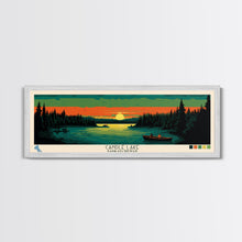 Carregar imagem no visualizador da galeria, Candle Lake Saskatchewan Framed Canvas Print, Midcentury Modern Panoramic Wall Art, Living Room Decor, Pop Art, Travel Poster Art, Scenic Nature Painting