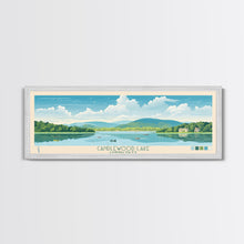 Carregar imagem no visualizador da galeria, Candlewood Lake Connecticut Framed Canvas Print, Pop Art Panoramic Travel Poster, Midcentury Modern, Wall Art, Scenic Nature Painting, Bedroom Decor