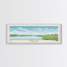 Cargar imagen en el visor de la galería, Carter Lake Nebraska Framed Canvas Print, Midcentury Modern Panoramic Wall Art, Living Room Decor, Pop Art, Travel Poster Art, Scenic Nature Painting, Lake House Decor