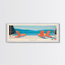 Cargar imagen en el visor de la galería, Cayuga Lake New York Framed Canvas Print, Pop Art Panoramic Travel Poster, Midcentury Modern, Wall Art, Scenic Nature Painting, Bedroom Decor, Living Room Art
