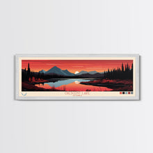 Load image into Gallery viewer, Crescent Lake Alaska Framed Canvas Print, Pop Art Panoramic Travel Poster, Midcentury Modern, Wall Art, Scenic Nature Painting, Bedroom Decor, Living Room Art