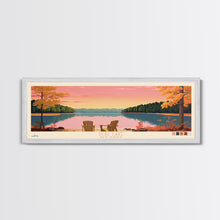 Load image into Gallery viewer, Deal Lake New Jersey Framed Canvas Print, Midcentury Modern Panoramic Wall Art, Living Room Decor, Pop Art, Travel Poster Art, Scenic Nature Painting