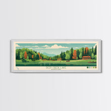 Load image into Gallery viewer, Deep Creek Lake Maryland Framed Canvas Print, Midcentury Modern Panoramic Wall Art, Bedroom Decor, Pop Art, Travel Poster Art, Scenic Nature Painting
