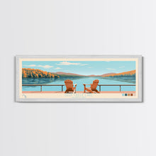 Load image into Gallery viewer, Deep Creek Lake Maryland Framed Canvas Print, Midcentury Modern Panoramic Wall Art, Living Room Decor, Pop Art, Travel Poster Art, Scenic Nature Painting