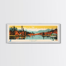 Load image into Gallery viewer, Echo Lake Montana Framed Canvas Print, Panoramic Wall Art, Midcentury Modern, Pop Art, Living Room Decor, Travel Poster, Nature Art