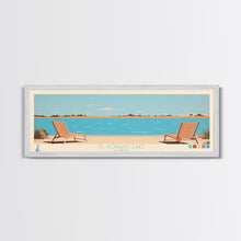 Load image into Gallery viewer, El Dorado Lake Kansas Framed Canvas Print, Panoramic Wall Art, Midcentury Modern, Pop Art, Living Room Art, Travel Poster, Vintage Lake Art