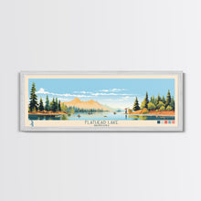 Carregar imagem no visualizador da galeria, Flathead Lake Montana Framed Canvas Print, Panoramic Wall Art, Midcentury Modern, Pop Art, Bedroom Decor, Travel Poster, Nature Painting, Artistic Decor