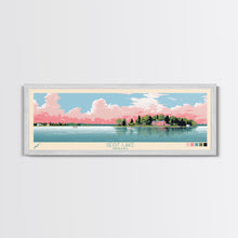 Load image into Gallery viewer, Geist Lake Indiana Framed Canvas Print, Panoramic Art, Midcentury Modern, Pop Art, Living Room Decor, Travel Poster, Nature Art, Wall Art