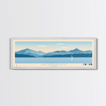 Load image into Gallery viewer, Lake Memphremagog Vermont Framed Canvas Print, Panoramic Wall Art, Midcentury Modern, Pop Art, Bedroom Art, Travel Poster, Lake House Decor