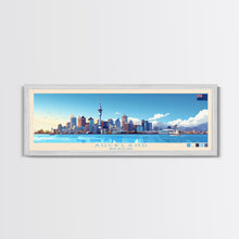 Load image into Gallery viewer, Auckland, New Zealand Panoramic Travel Poster Canvas Print, Auckland, New Zealand Painting, New Zealand Art, Auckland Travel Art, Guest Room Painting