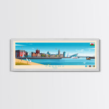 Carregar imagem no visualizador da galeria, Cardiff, Wales Travel Poster Panoramic Canvas Print, Cardiff, Wales Painting, Wales Art, Cardiff Travel Art, Guest Room Painting