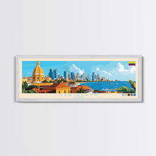 Cargar imagen en el visor de la galería, Cartagena, Colombia Panoramic Travel Poster Canvas Print, Cartagena, Colombia Painting, Colombia Art, Cartagena Travel Art, Guest Room Painting