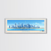 Load image into Gallery viewer, Dubai, United Arab Emirates Panoramic Travel Poster Canvas Print, Dubai, United Arab Emirates Painting, United Arab Emirates Art, Dubai Travel Art, Living Room Painting