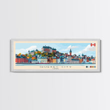 Load image into Gallery viewer, Quebec City, Canada Panoramic Travel Poster Canvas Print, Quebec City, Canada Painting, Canada Art, Quebec City Travel Art, Guest Room Painting