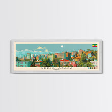 Load image into Gallery viewer, Addis Ababa, Ethiopia Panoramic Canvas Print, Addis Ababa, Ethiopia Painting, Ethiopia Art, Addis Ababa Travel Poster, Travel Art, Housewarming Gift