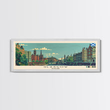 Load image into Gallery viewer, Glasgow, Scotland Panoramic Canvas Print, Glasgow, Scotland Painting, Scotland Art, Glasgow Travel Poster, Travel Art, Living Room Painting