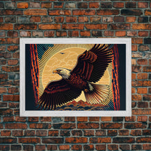 Load image into Gallery viewer, Bald eagle mural art, framed canvas print, framed wall art, cool bedroom wall decor