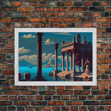Load image into Gallery viewer, Ancient Roman Architecture, 8 bit pixel art, framed canvas print