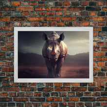 Load image into Gallery viewer, Desert Rhinoceros Animal Nature Ivory Tusk Fine Art Print, Wall Decor, Wall Poster, Wall Art Print