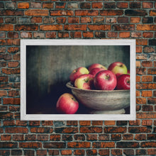 Cargar imagen en el visor de la galería, Farmhouse Kitchen Art, Framed Canvas Print, Still Life of Apples In A Rustic Bowl, Photography Print, Kitchen Decor, Rustic Country Kitchen